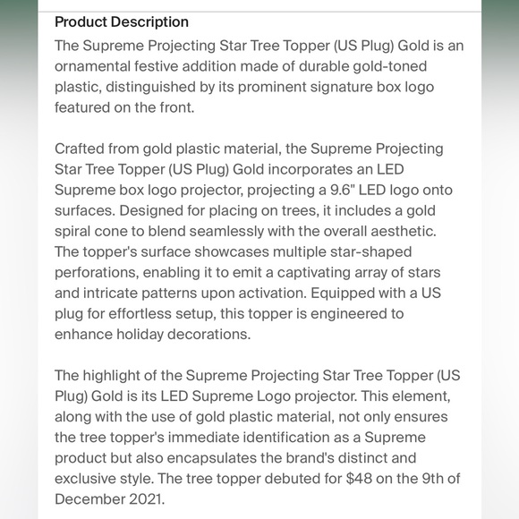 SUPREME GOLD TREE TOPPER - Picture 10 of 12